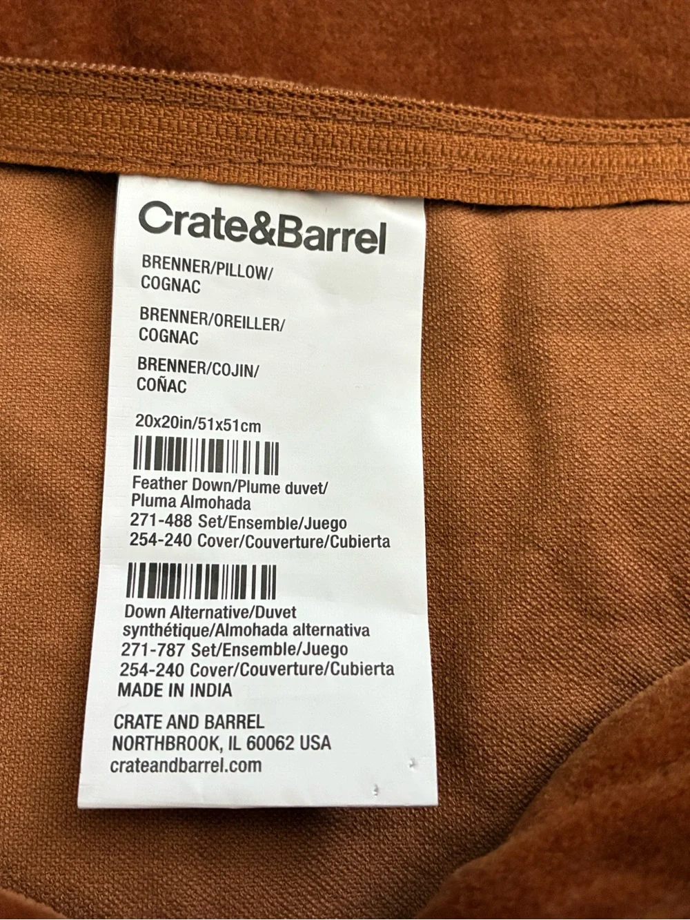 Set 2 Crate&Barrel Velvet Throw Pillows